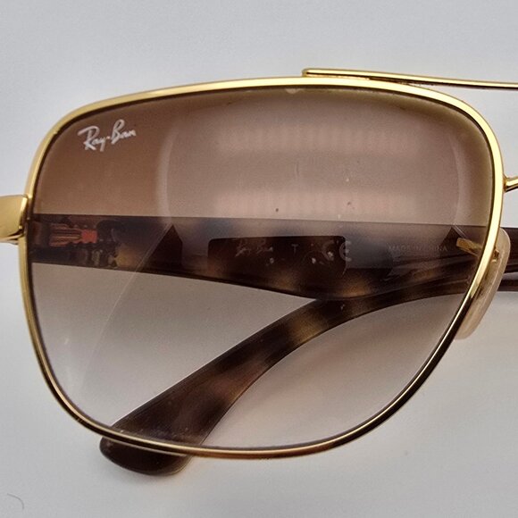 Ray-Ban RB3483 001/51 Matte Arista Gold Frame Light Brown Len Aviator Sunglasses - Picture 14 of 16
